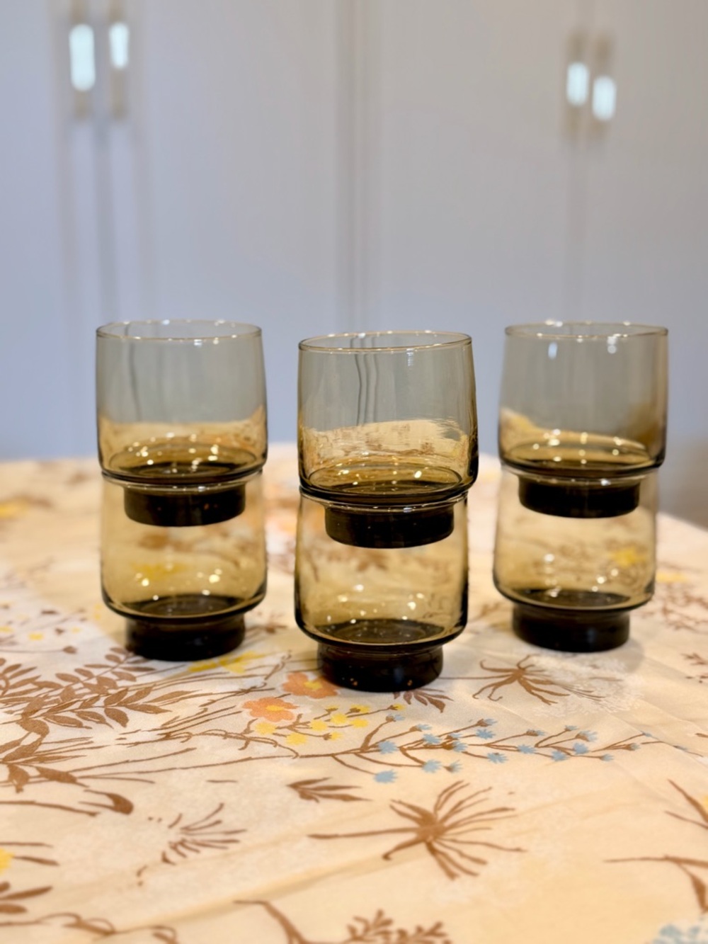 Set of 6 Libbey Smoky brown Glass Tumblers